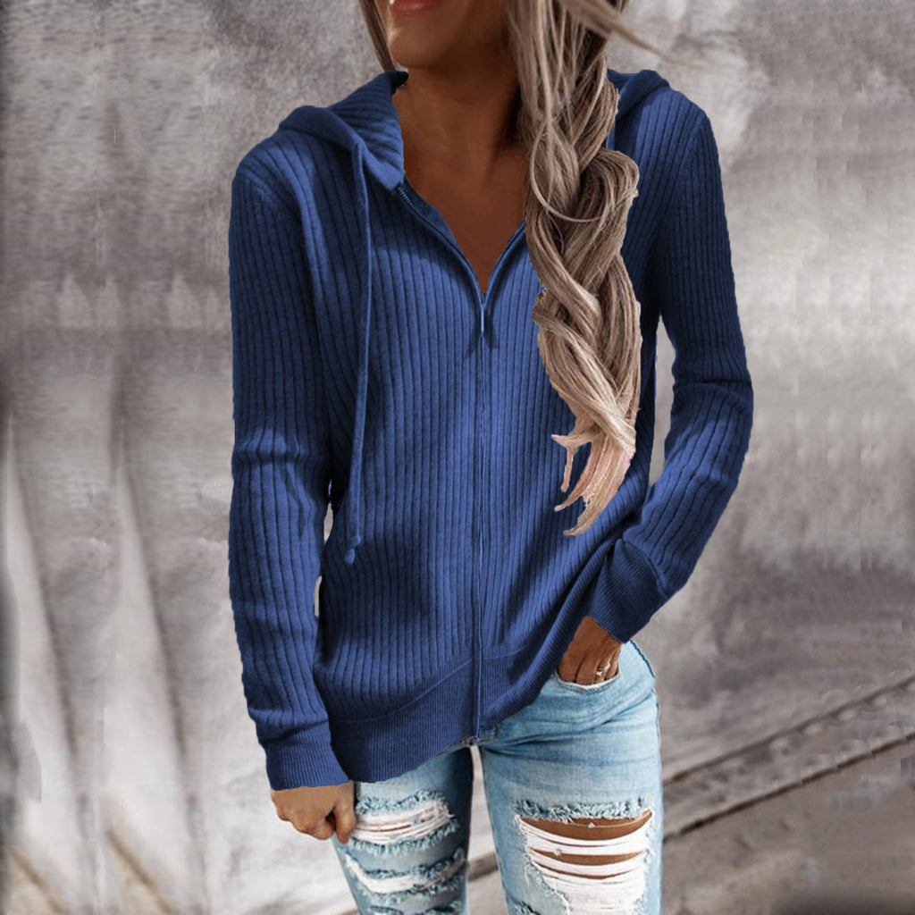 Damen Kapuzenjacke aus strukturiertem Material mit praktischen Taschen EB