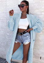 Damen Langer Strickmantel mit oversized Ärmeln und praktischen Taschen EB