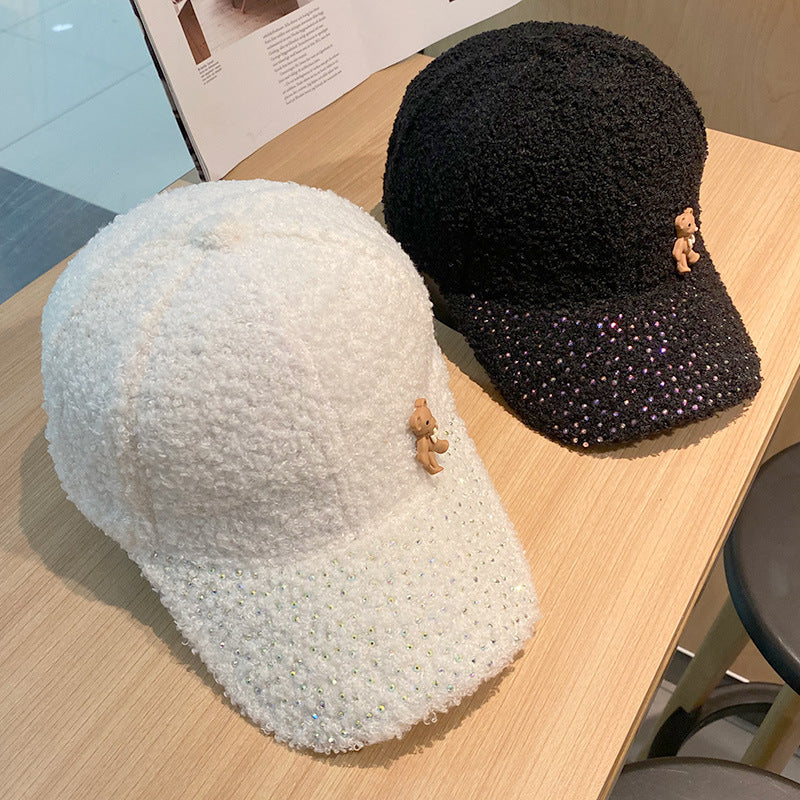 Schimmernde Damen-Baseballcap mit Plüsch