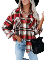 Damen Karierte Overshirt-Jacke aus weichem Flanell EB