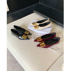 Damen elegante Ballerinas mit goldener Schnallenapplikation EB