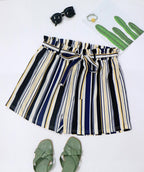 Gestreifte Damen-Sommershorts mit elastischem Bund
