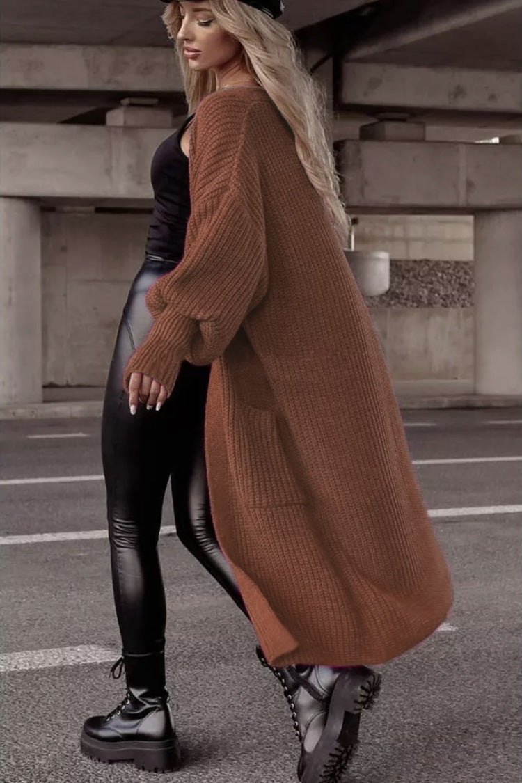 Damen Grobstrickmantel im lässigen Oversized-Stil mit tiefen Taschen EB