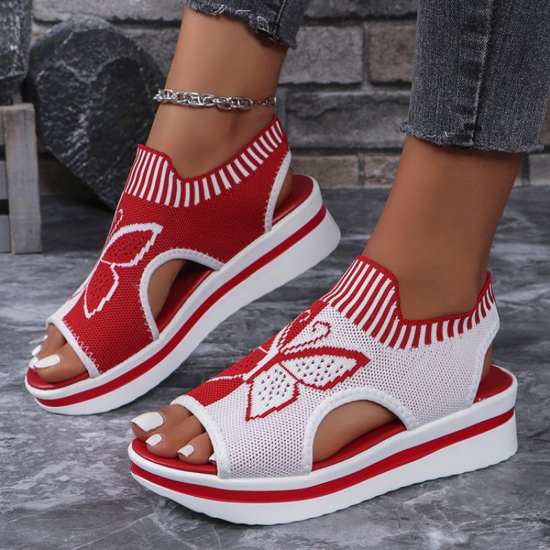 Damen bequeme Freizeit-Sandalen mit atmungsaktivem Netzdesign und floralem Akzent EB