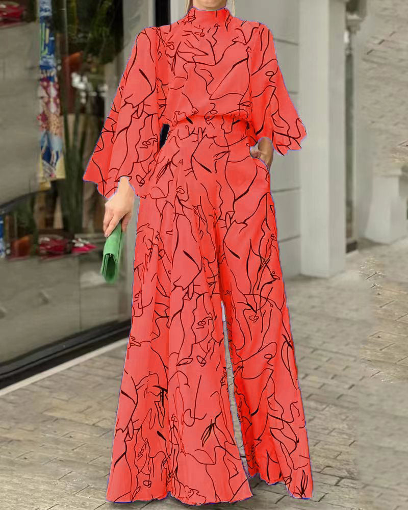 Eleganter Jumpsuit mit Stehkragen und Ballonärmeln