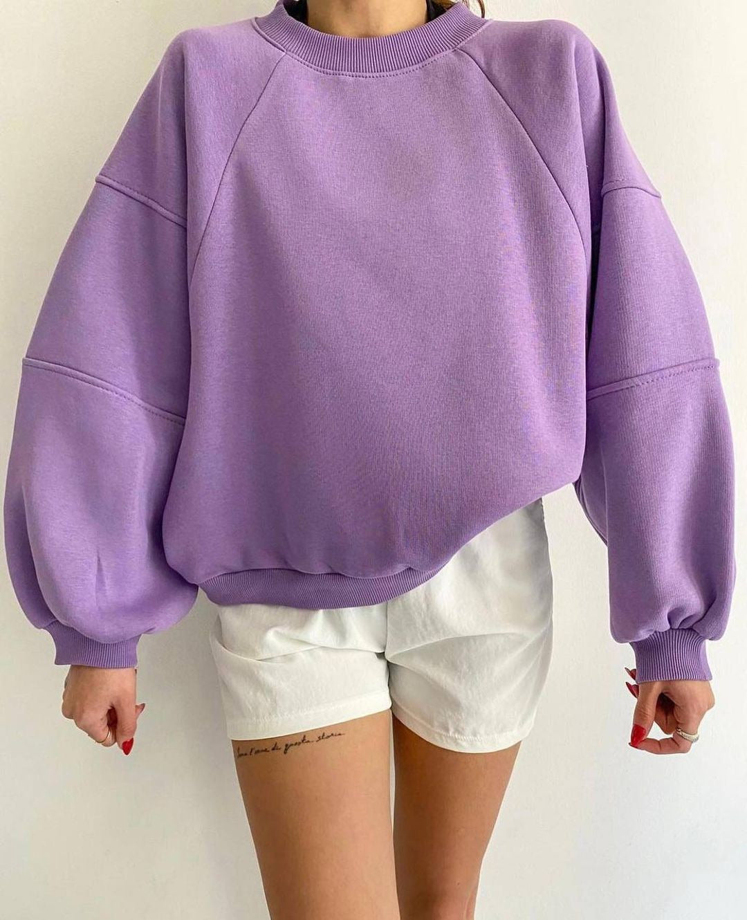 Damen-Loungewear-Set: Oversized-Sweatshirt und Radlerhose