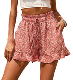 Damen florale Shorts mit elastischem Bund und lässigem Design EB