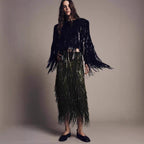 Damen Fransenrock aus schimmerndem Material mit eleganten Details EB