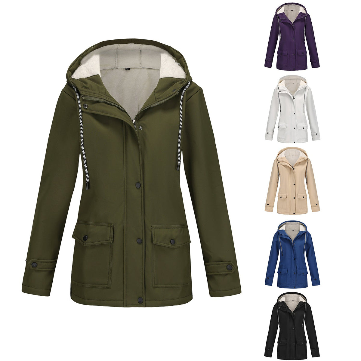 Damen nan wasserabweisender Parka mit Teddyfutter verstellbarer Kapuze und aufgesetzten Taschen EB