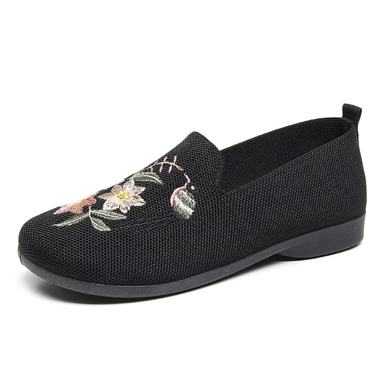 Damen bequeme Slip-On Schuhe mit floralen Stickereien EB