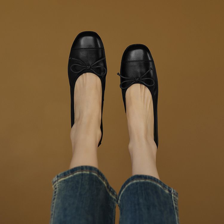 Damen Ballerinas mit verspieltem Schleifendetail und weichem Leder EB
