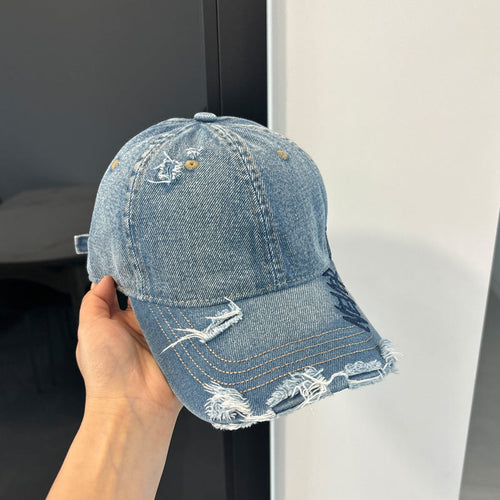 Baseballkappe aus Distressed-Denim für Damen
