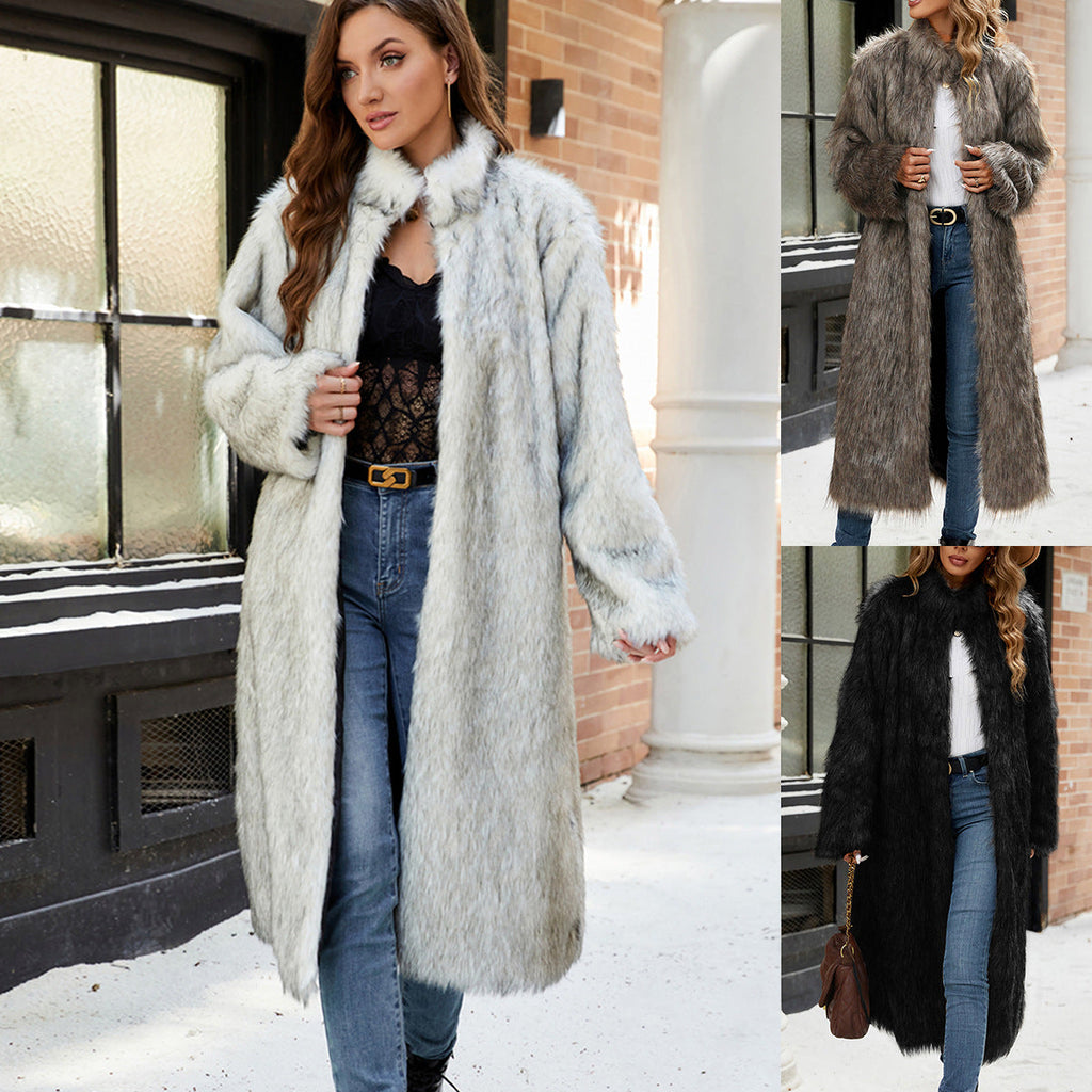 Damen Eleganter langhaariger Pelzmantel EB