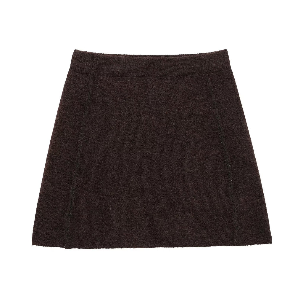 Damen eleganter, kurzer Strickrock mit hohem Bund und seitlichen Nähten EB
