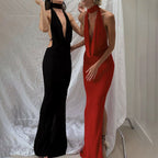 Damen Elegantes Abendkleid mit schimmerndem tiefem V-Ausschnitt und figurschmeichelnder Silhouette EB