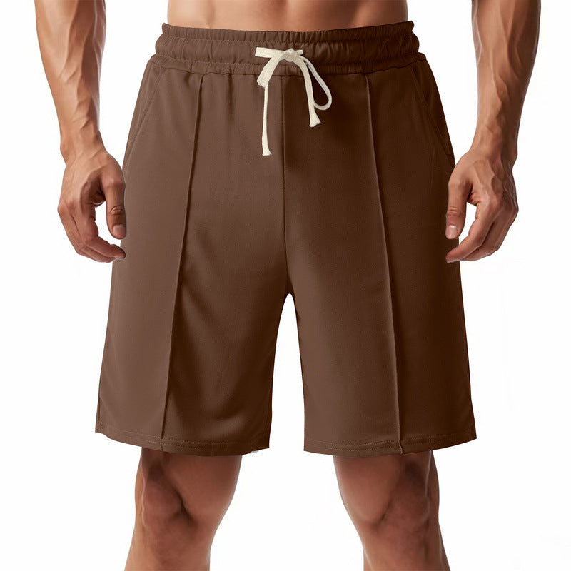 Kniekurze, entspannte Bermuda-Shorts für Herren mit Bügelfalte, elastischem Bund und Seitentaschen