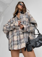 Damen Karierte Overshirtjacke EB
