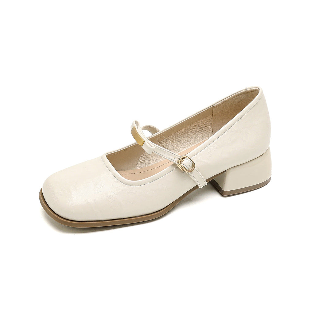 Damen Ballerinas mit elegantem Riemchen und modischem Blockabsatz EB