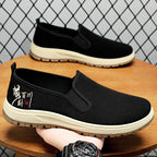 Herren nan nahtloser Canvas-Slip-On mit elastischem Einstieg, besticktem Fersenmotiv und rutschfester EVA-Laufsohle EB