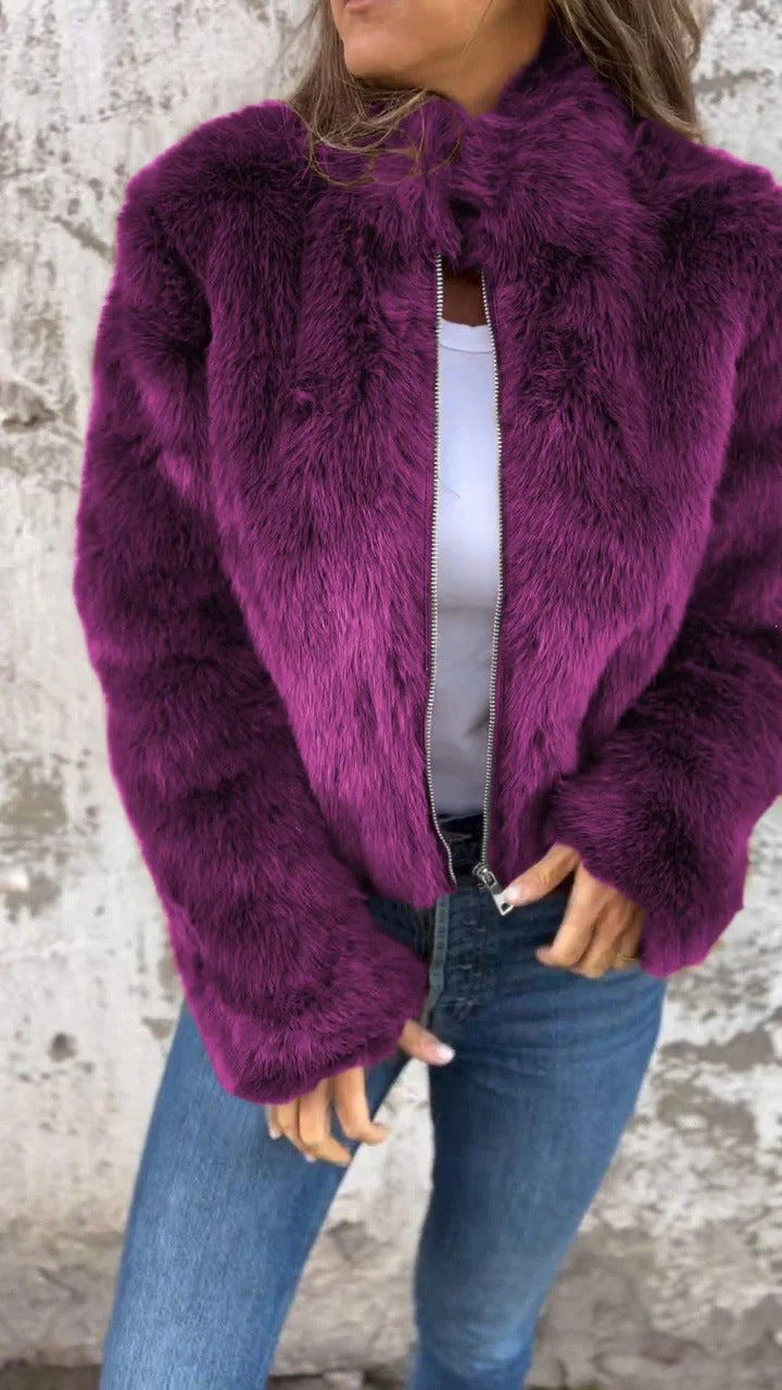 Damen Kunstpelz-Bomberjacke EB