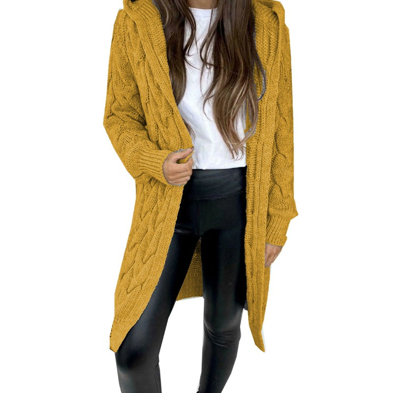 Damen Langstrickmantel aus Kabelstrick EB