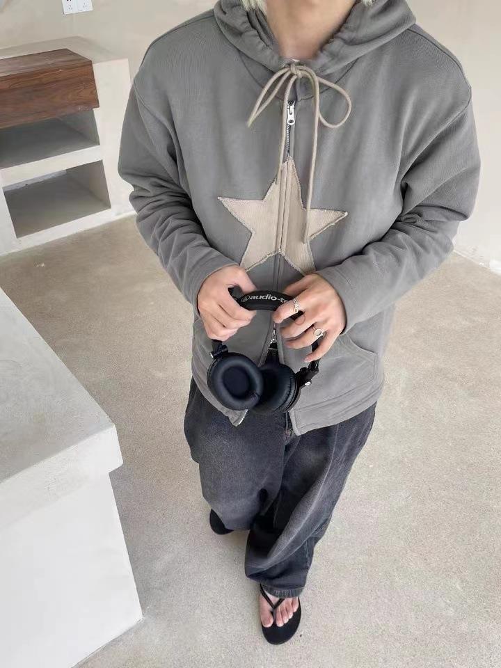 Damen Kapuzenjacke mit auffälligem Sternenmotiv und praktischen Taschen EB