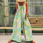 Damen lässiger Jumpsuit mit floralem Muster und weitem Schnitt EB