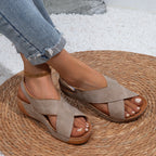 Damen Bequeme Sandalen mit Cross-Over-Riemen und Komfortsohle EB
