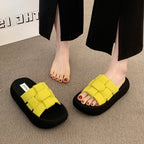 Damen bequeme Platform-Pantoletten mit gekreuzten Riemen EB