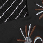 Damen bodenlanges Sommerkleid mit kunstvoller Stickerei und schwingendem Saum EB