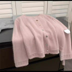 Damen Grobstrick-Cardigan mit geschmackvollem Knopfverschluss und weiten Ärmeln EB
