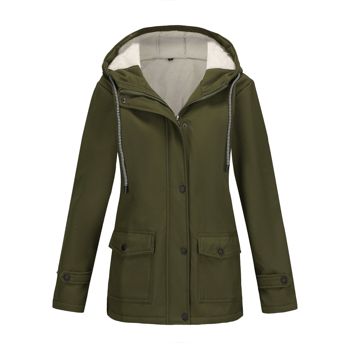 Damen nan wasserabweisender Parka mit Teddyfutter verstellbarer Kapuze und aufgesetzten Taschen EB