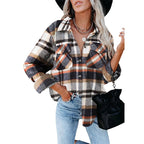 Damen Karierte Overshirt Jacke EB