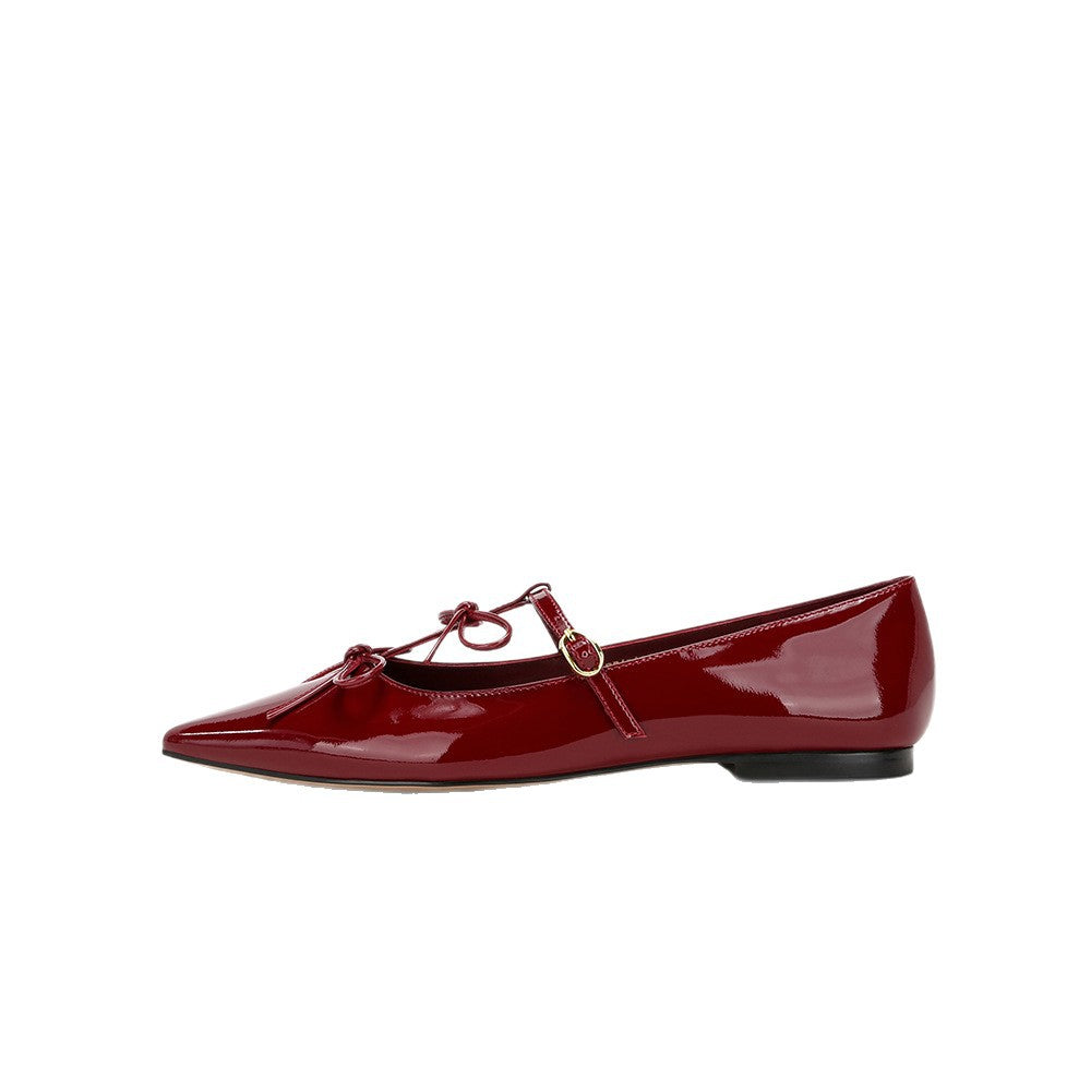 Damen Ballerina mit elegantem Schleifendetail und hochwertiger Lackoberfläche EB