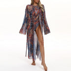 Damen eleganter Strandkimono mit floralem Muster EB