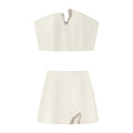 Damen Crop-Top und Mini-Rock Set mit dekorativem Detail EB