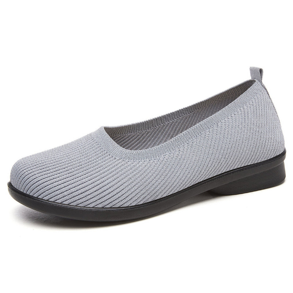 Damen Bequeme Strick-Ballerinas mit elastischem Einstieg EB