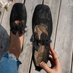 Damen elegante Ballerinas mit floralen Applikationen und rutschfester Sohle EB