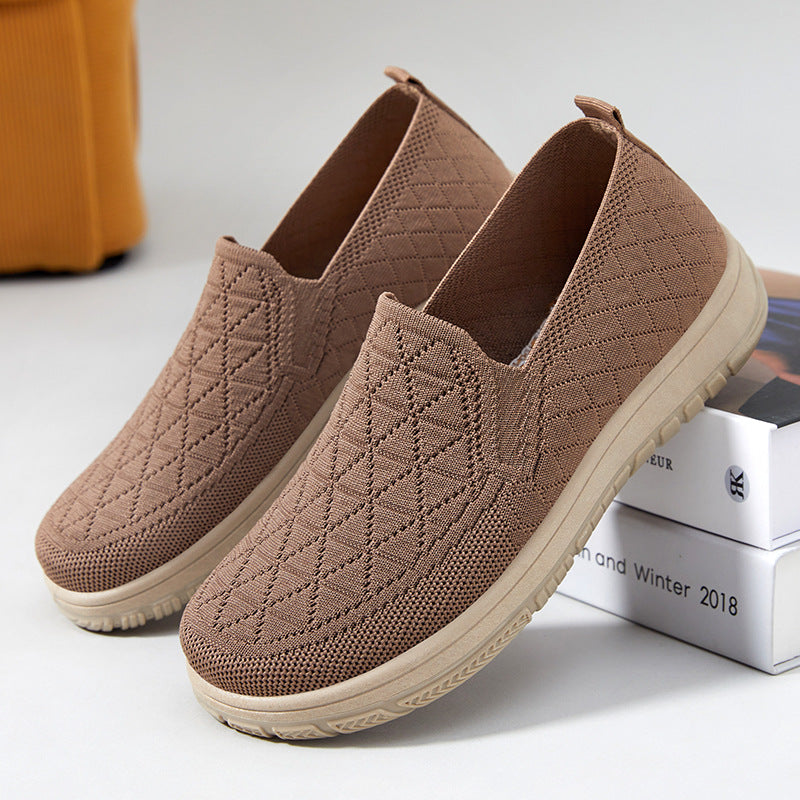 Damen Bequeme Slip-On Freizeitschuhe mit atmungsaktiver Oberflächenstruktur EB