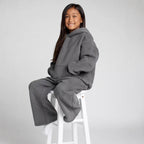 Damen lässiger Fleece-Jumpsuit mit geräumiger Kapuze und praktischen Taschen EB