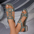 Damen bequeme und elegante Sandalen mit dekorativem Riemendesign EB