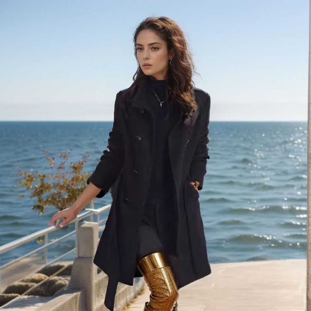 Damen eleganter Trenchcoat mit stylischen Details und lässigem Schnitt EB