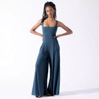 Damen Jumpsuit mit weit geschnittenem Bein und tiefem Rückenausschnitt EB