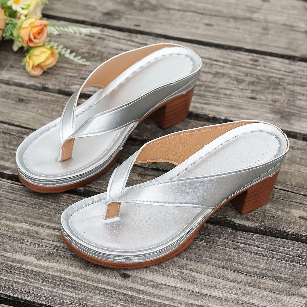 Damen Elegant Schlüpfsandalen mit Absatz EB