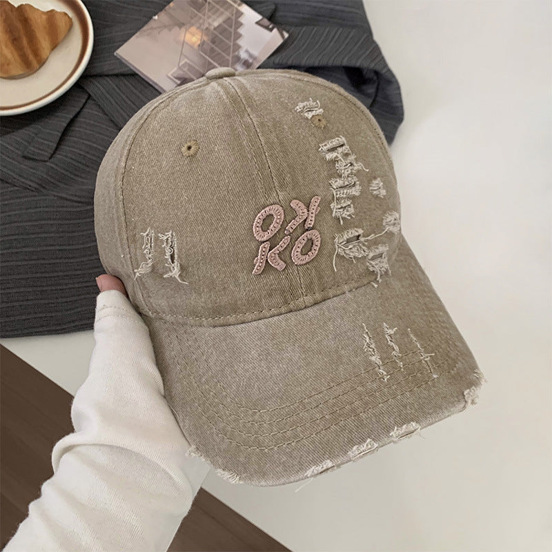 Damen Baseballkappe mit Grafik-Stickerei und Used-Look