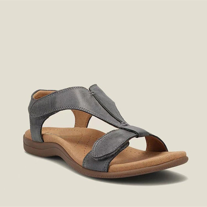 Damen Bequeme Riemchen-Sandalen mit anatomischem Fußbett und verstellbarem Klettverschluss EB