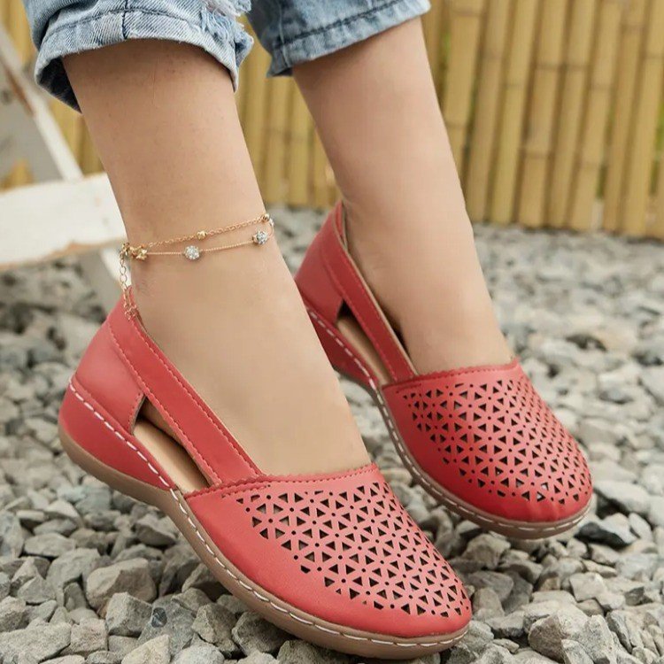 Damen bequeme Slingback-Pantoletten mit durchbrochenem Obermaterial EB