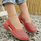 Damen bequeme Slingback-Pantoletten mit durchbrochenem Obermaterial EB