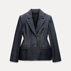 Damen Jeansblazer im modernen Look mit tailliertem Schnitt und praktischen Taschen EB