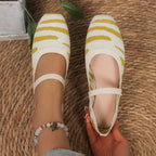Damen Bequeme Ballerinas mit elastischer Riemchenverbindung und modischem Zebra-Design EB